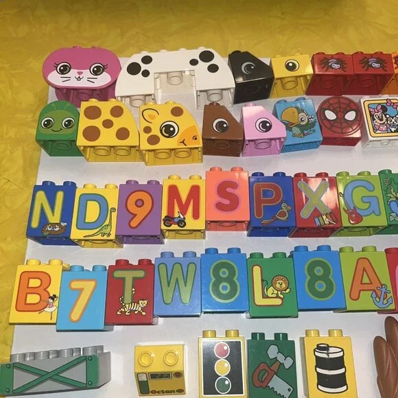 Lego DUPLO 7 lbs Bulk Train Figures Castle Auto ABC #s Flowers Bricks VTG & MOD - Picture 11 of 16